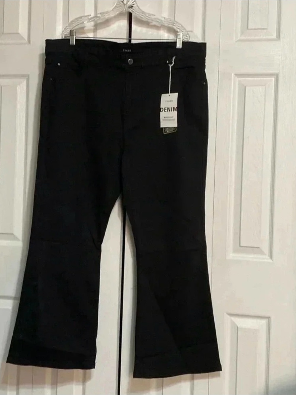 Evan's denim cotton bootcut short black jean pants size 24